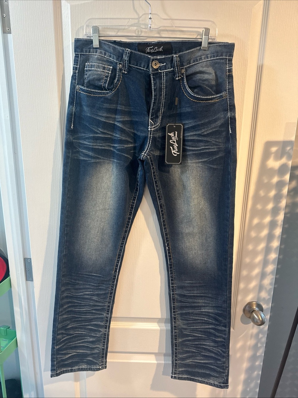 True Luck Slim Fit Dark Blue Washed Jeans